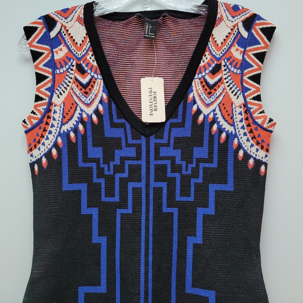 FOREVER 21 | FITTED KNIT PATTERNED DRESS, SZ S